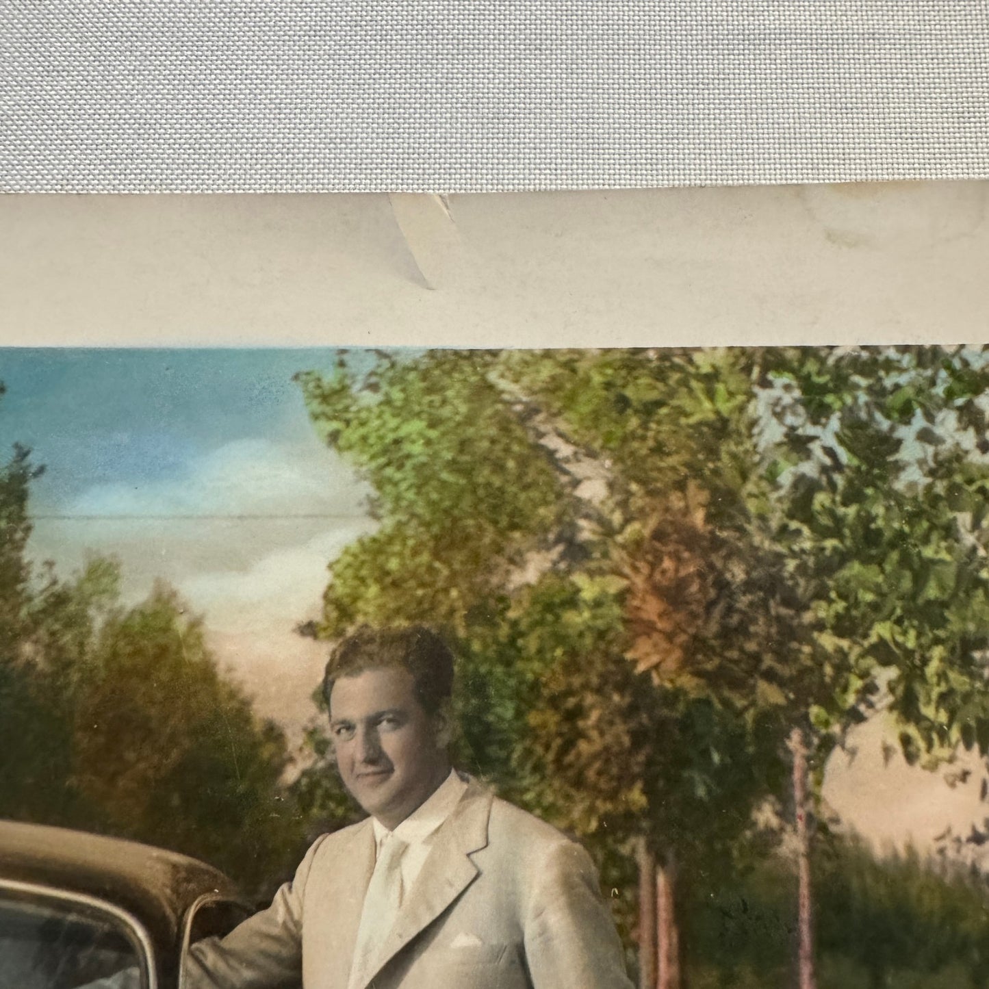 Vintage Photo Print Man with Automobile Car European