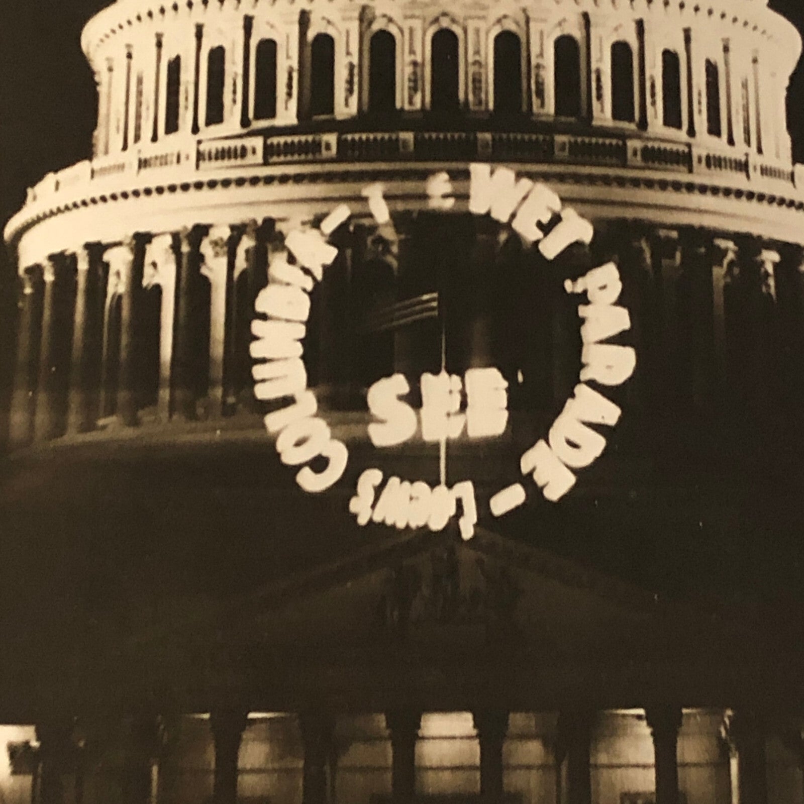 Press Photo Photograph Theater Neon Sign Projected on US Capitol 1932 Underwood