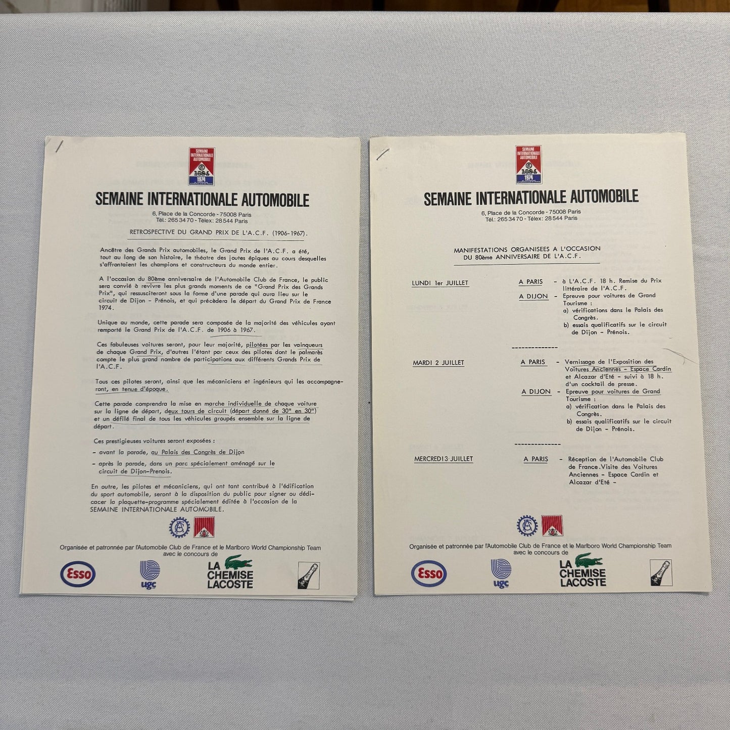 1974 Automobile Club de France 80th Anniversary Press KIt Brochure Bugatti +