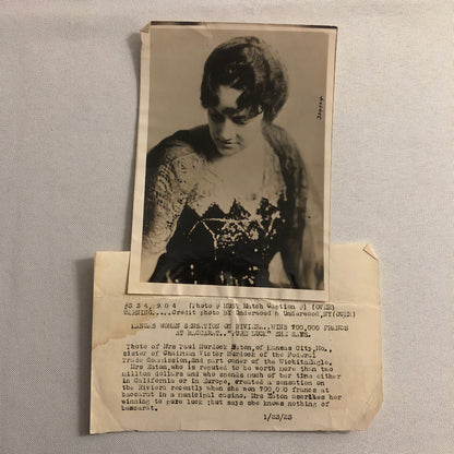 Press Photo Photograph Kansas Society Woman Wins Big at Baccarat Casino 1923