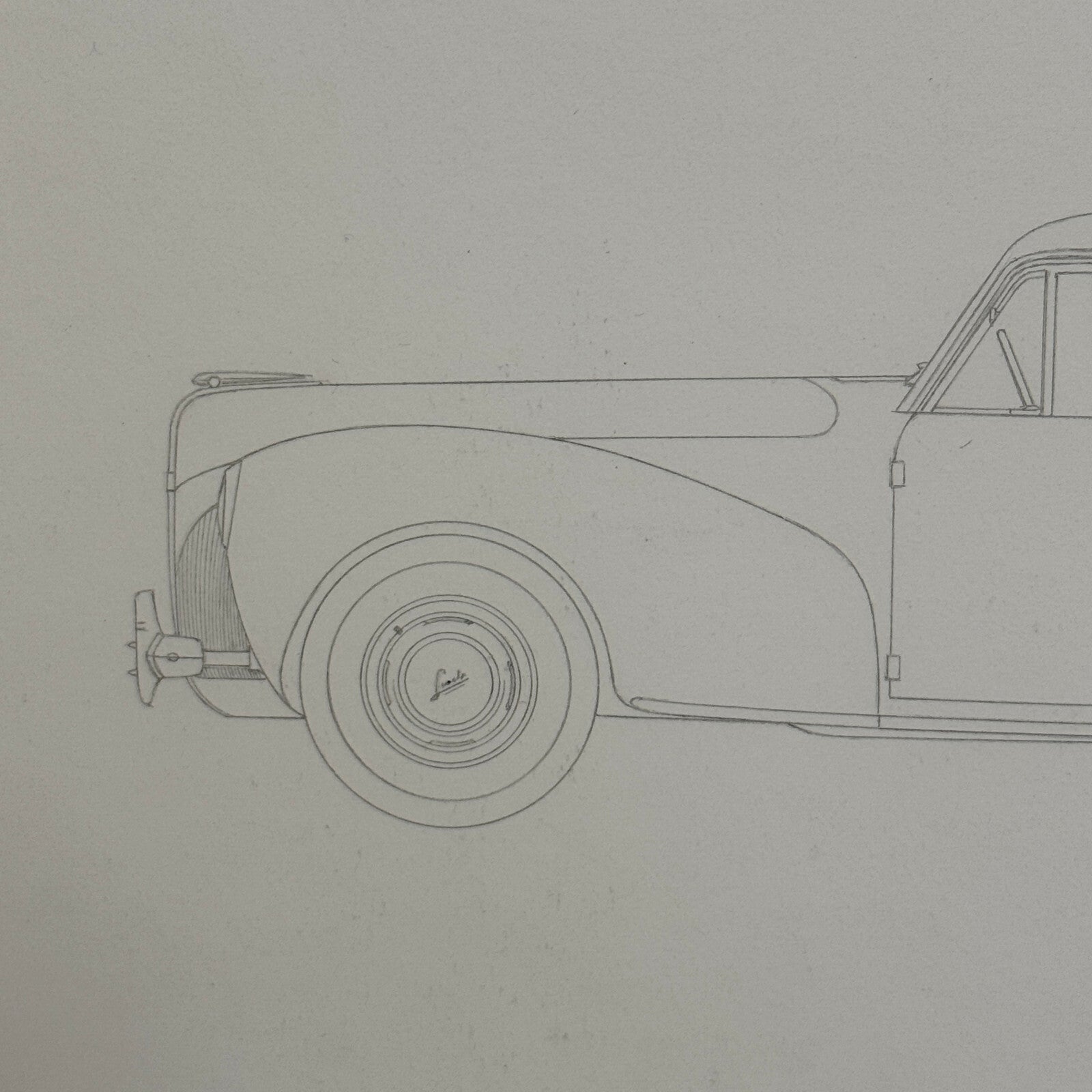 1940 Lincoln Continental Club Coupe Car Illustration Art Drawing Hand Drawn