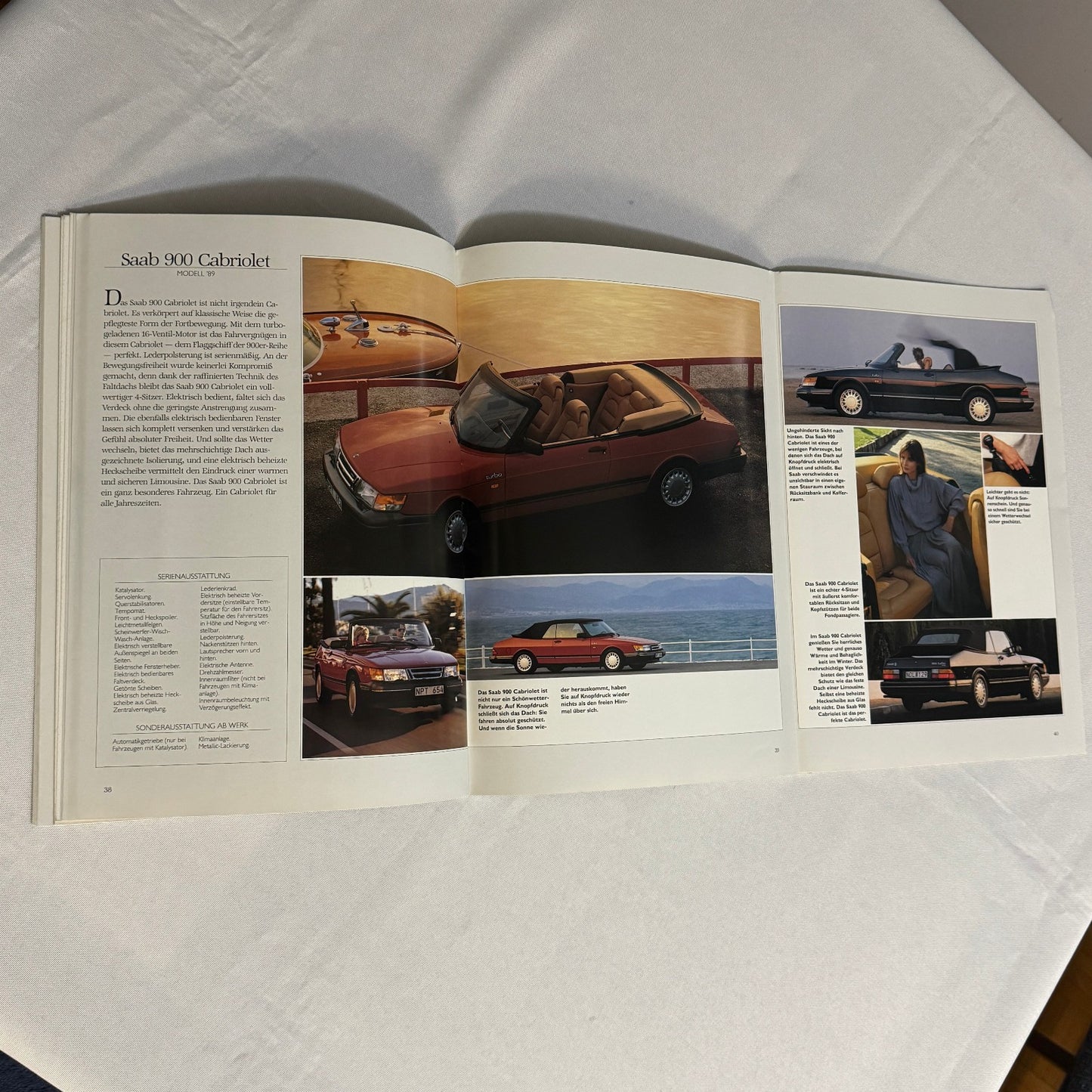 Vintage Saab 900 Car Sales Brochure Catalog 900 Cabriolet 900 Turbo 16S GERMAN
