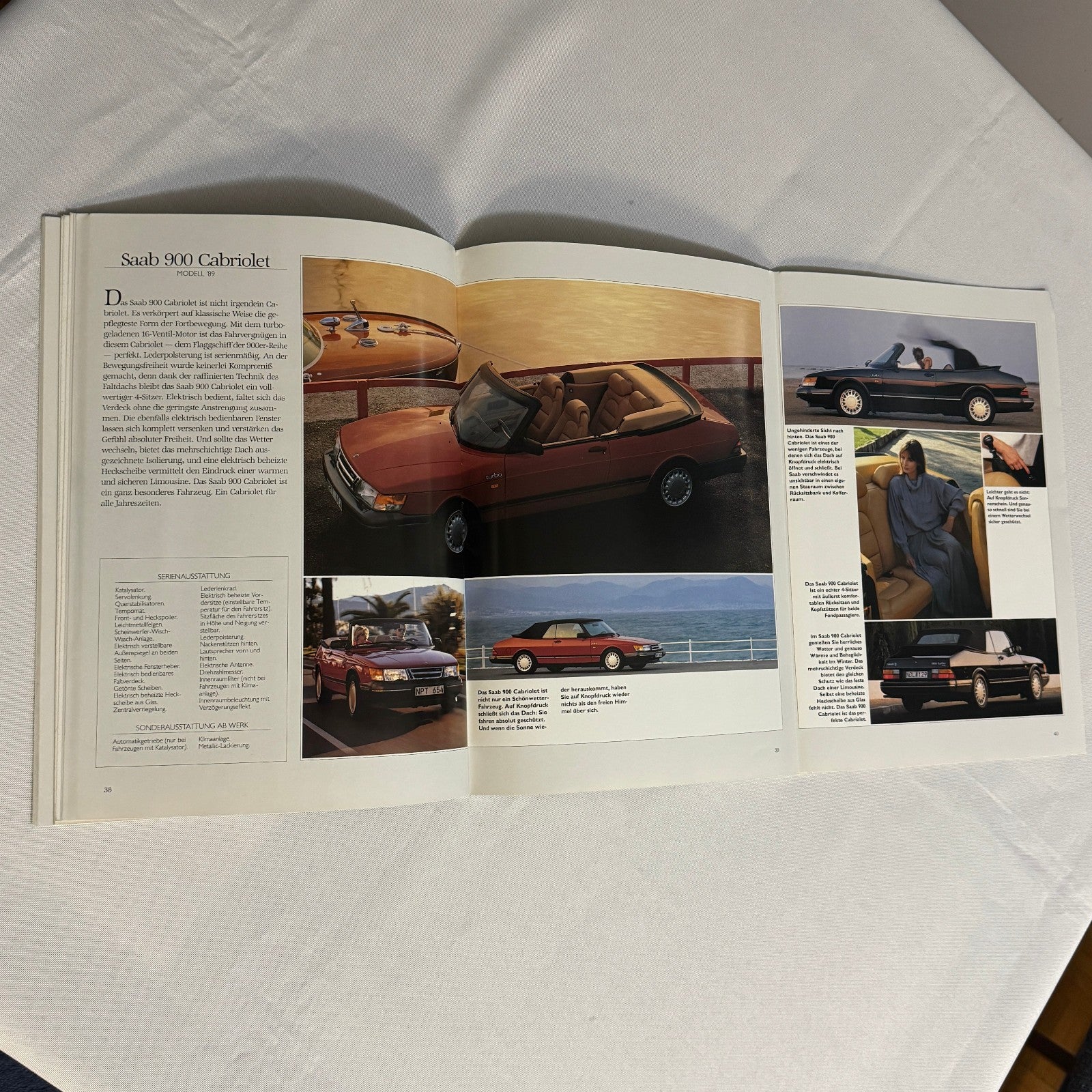 Vintage Saab 900 Car Sales Brochure Catalog 900 Cabriolet 900 Turbo 16S GERMAN