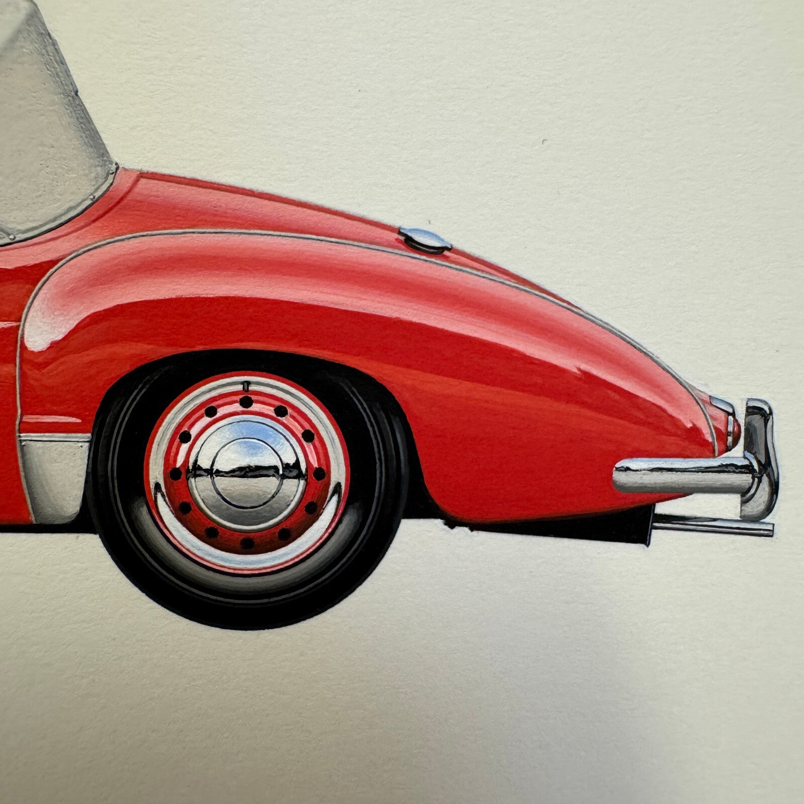 1952 Jowett Jupiter I Roadster Automobile Illustration Art Drawing Hand Drawn