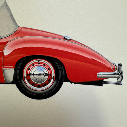 1952 Jowett Jupiter I Roadster Automobile Illustration Art Drawing Hand Drawn