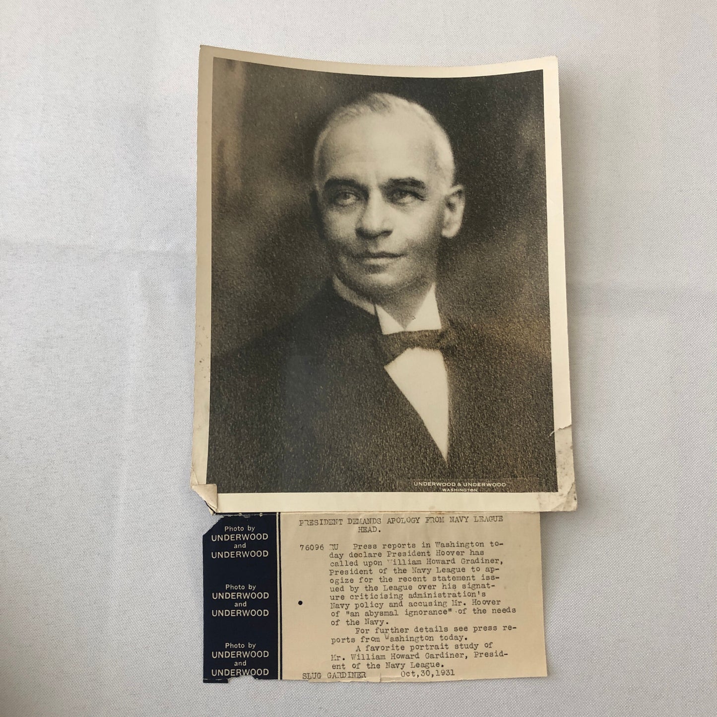 Press Photo Photograph Navy League Against President Herbert Hoover 1931
