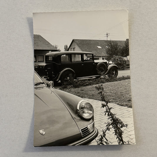 Porsche 911 with Antique Rolls Royce Car Vintage Photo Photograph
