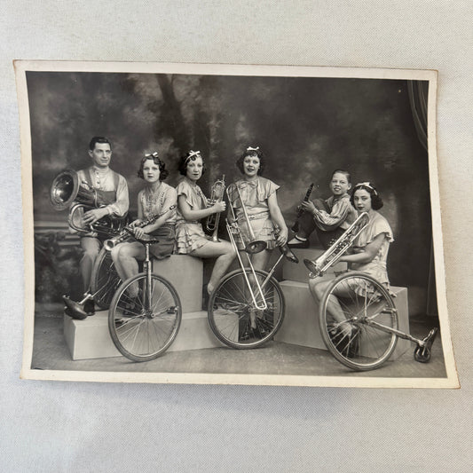 Vintage Circus Act Photo Photograph Musicians Unicycles Herbert Victoria Troupe