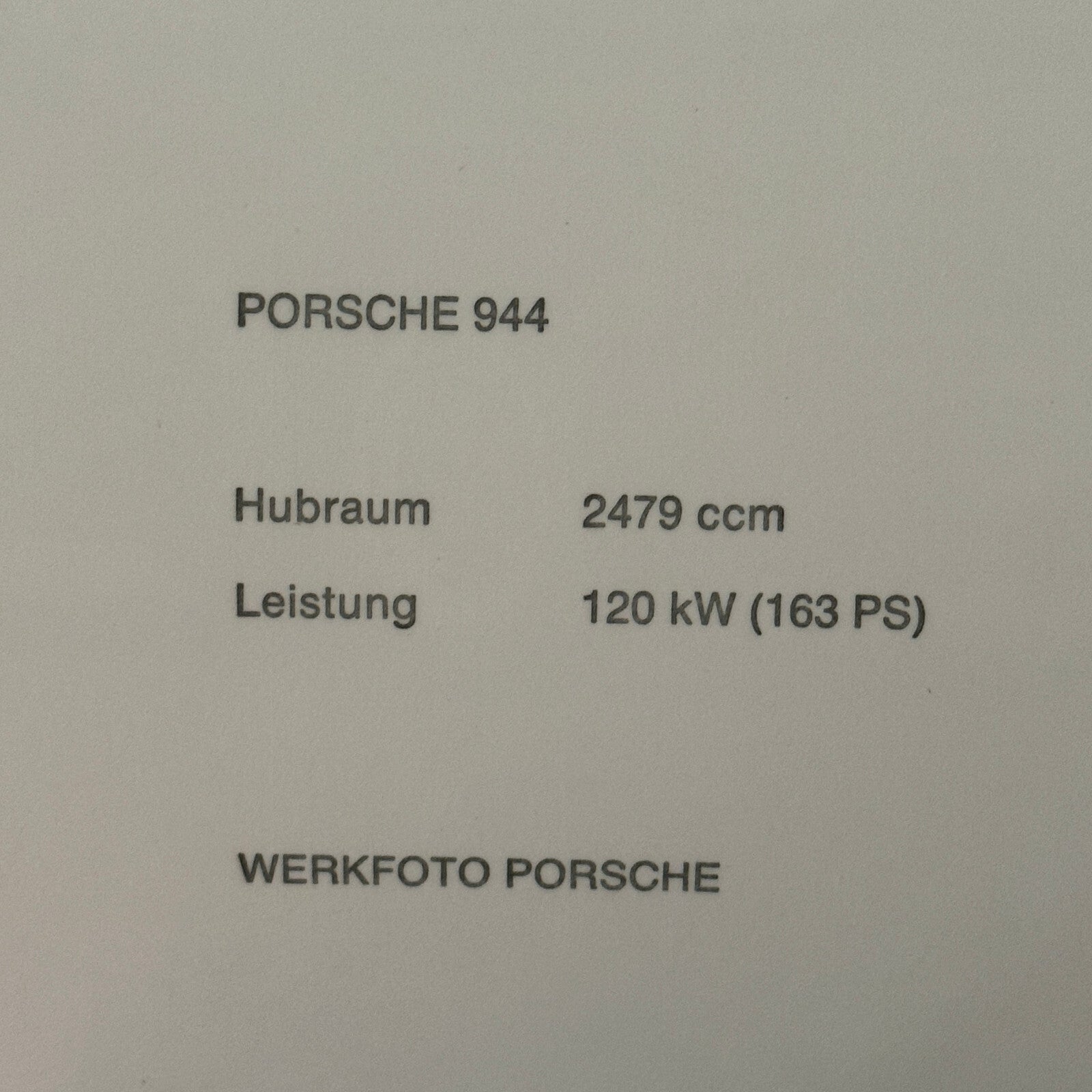 Porsche 944 Car Factory Press Photo Photograph Werkfoto German