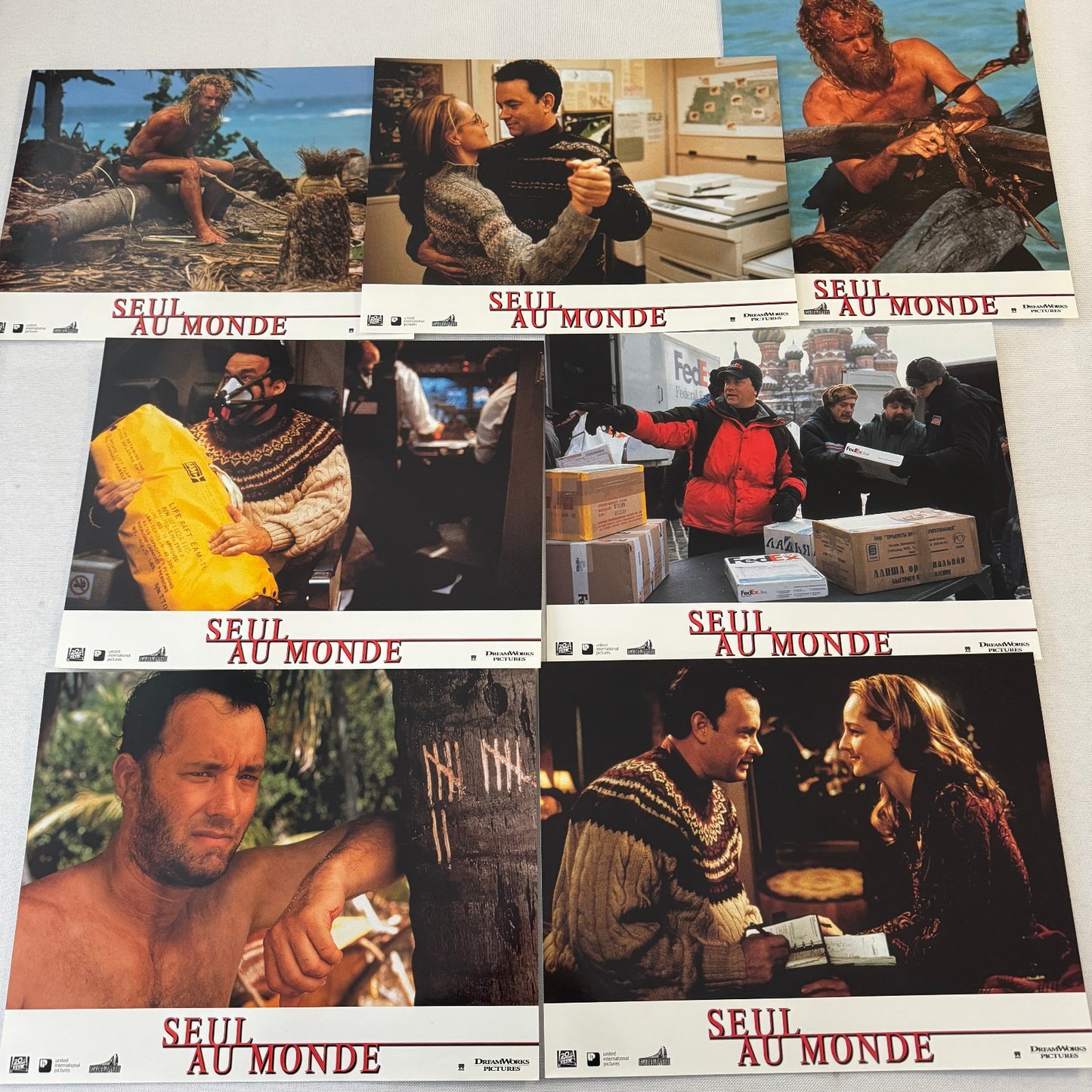 Vintage Movie Lobby Card Poster Lot Cast Away Seul Au Monde FRENCH Tom Hanks