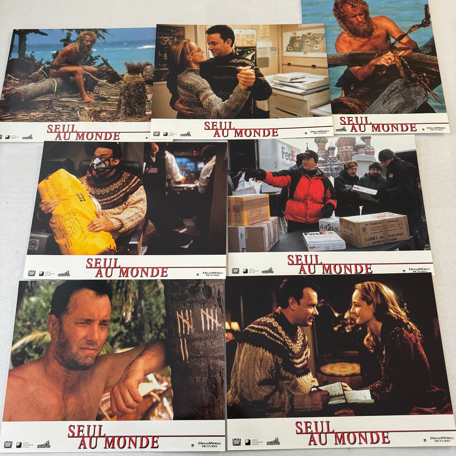 Vintage Movie Lobby Card Poster Lot Cast Away Seul Au Monde FRENCH Tom Hanks
