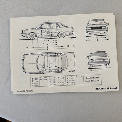 Renault 18 Diesel Car Factory Press Kit Renault 18 TD GTD GERMAN Text 1980 1981