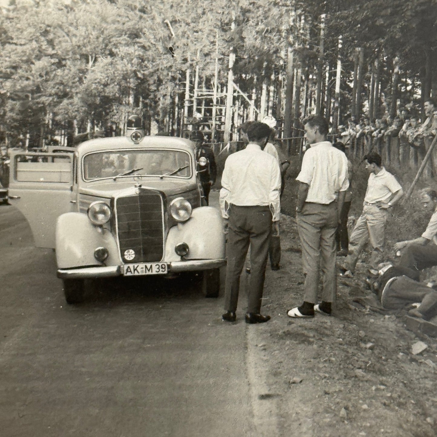 Vintage Snapshot Photo Photograph Print Mercedes Benz Car Automobile Men