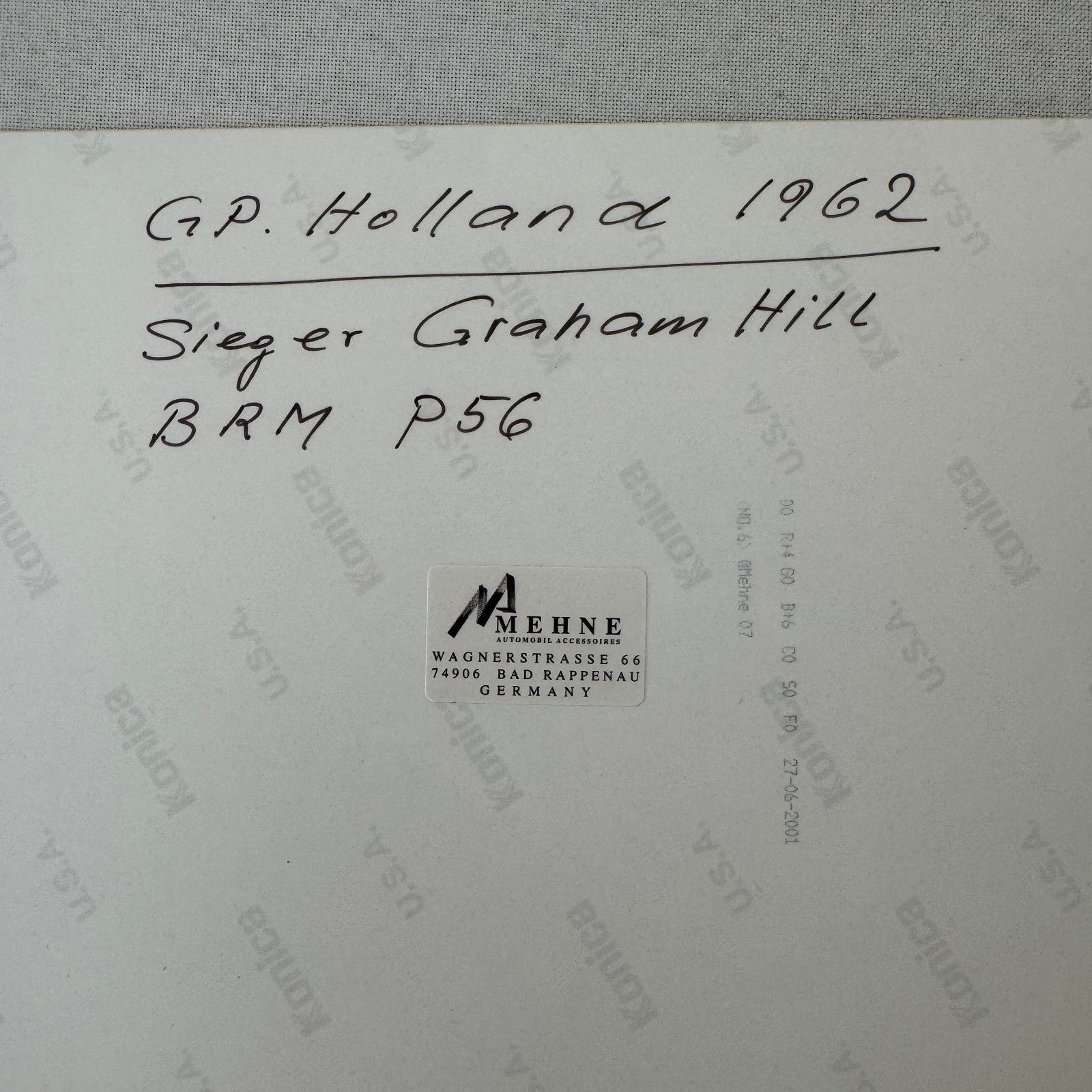 Graham Hill Racing Driver 1962 Dutch Grand Prix BRM P56 Car Photo Photograph