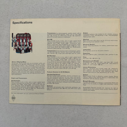 Renault R8 Car Sales Brochure Catalog Vintage Advertising Canadian 1100 Deluxe +