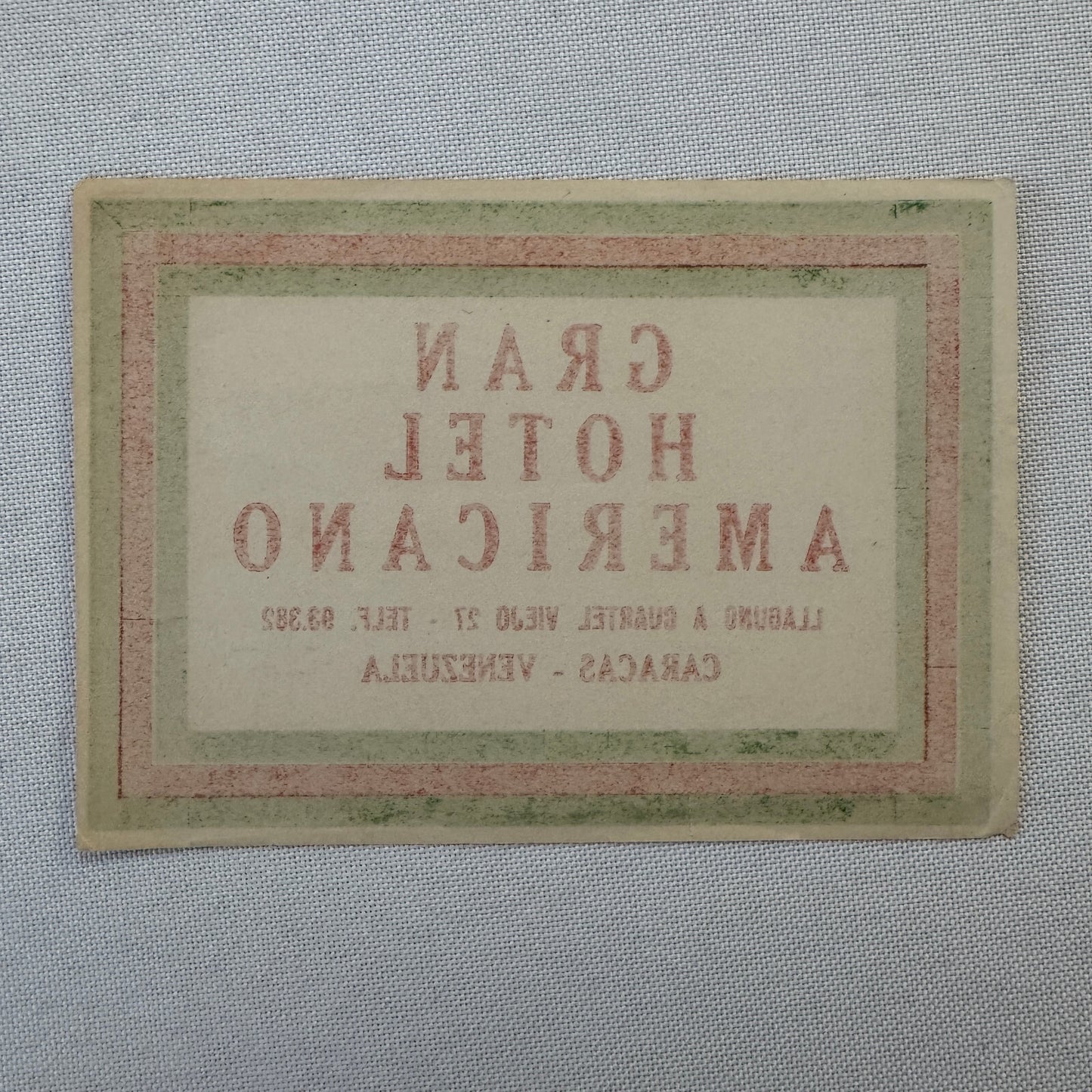 Vintage Hotel Travel Luggage Label Caracas Venezuela Gran Hotel Americano