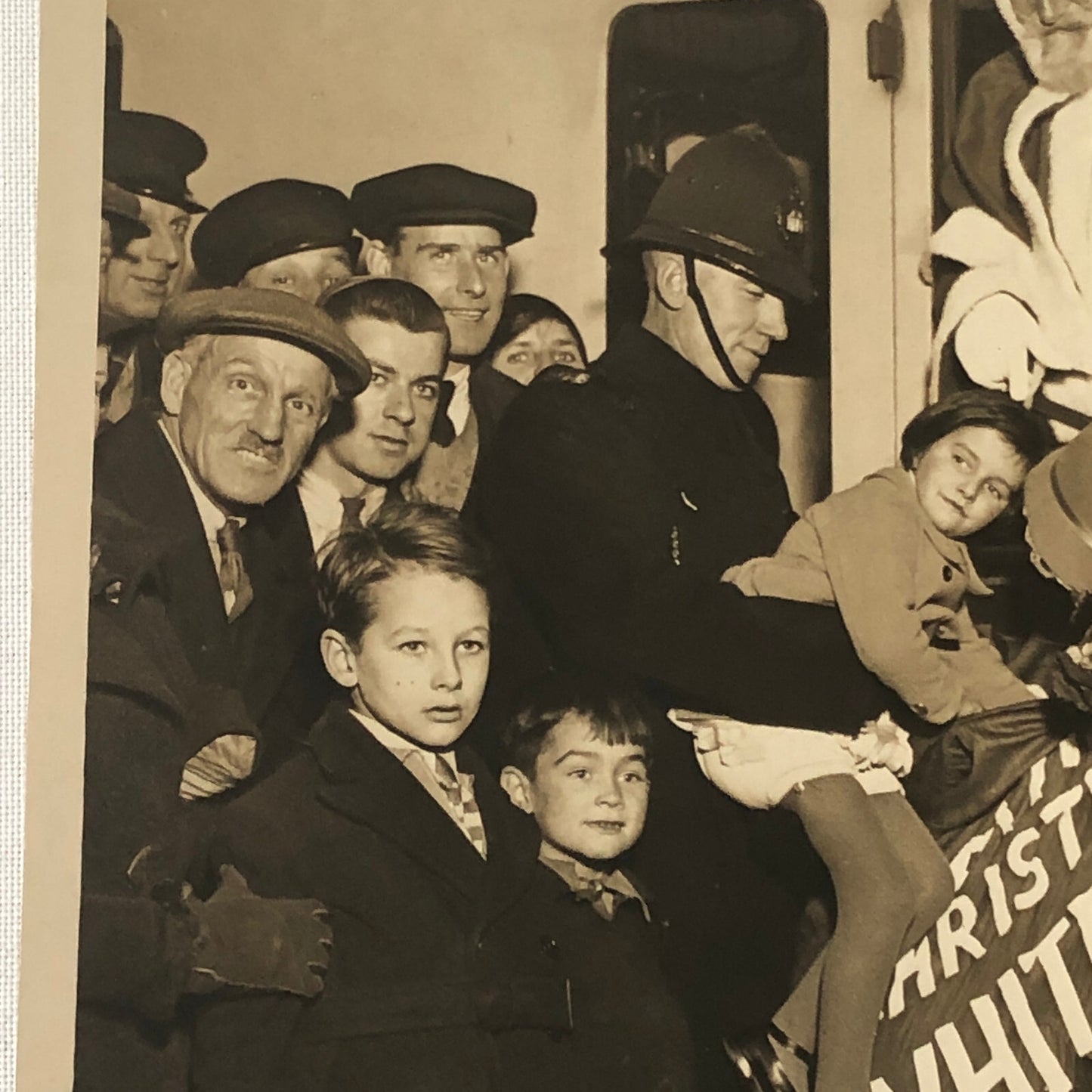 Press Photo Photograph Santa Claus Visiting Children by Train Rail 1933 London