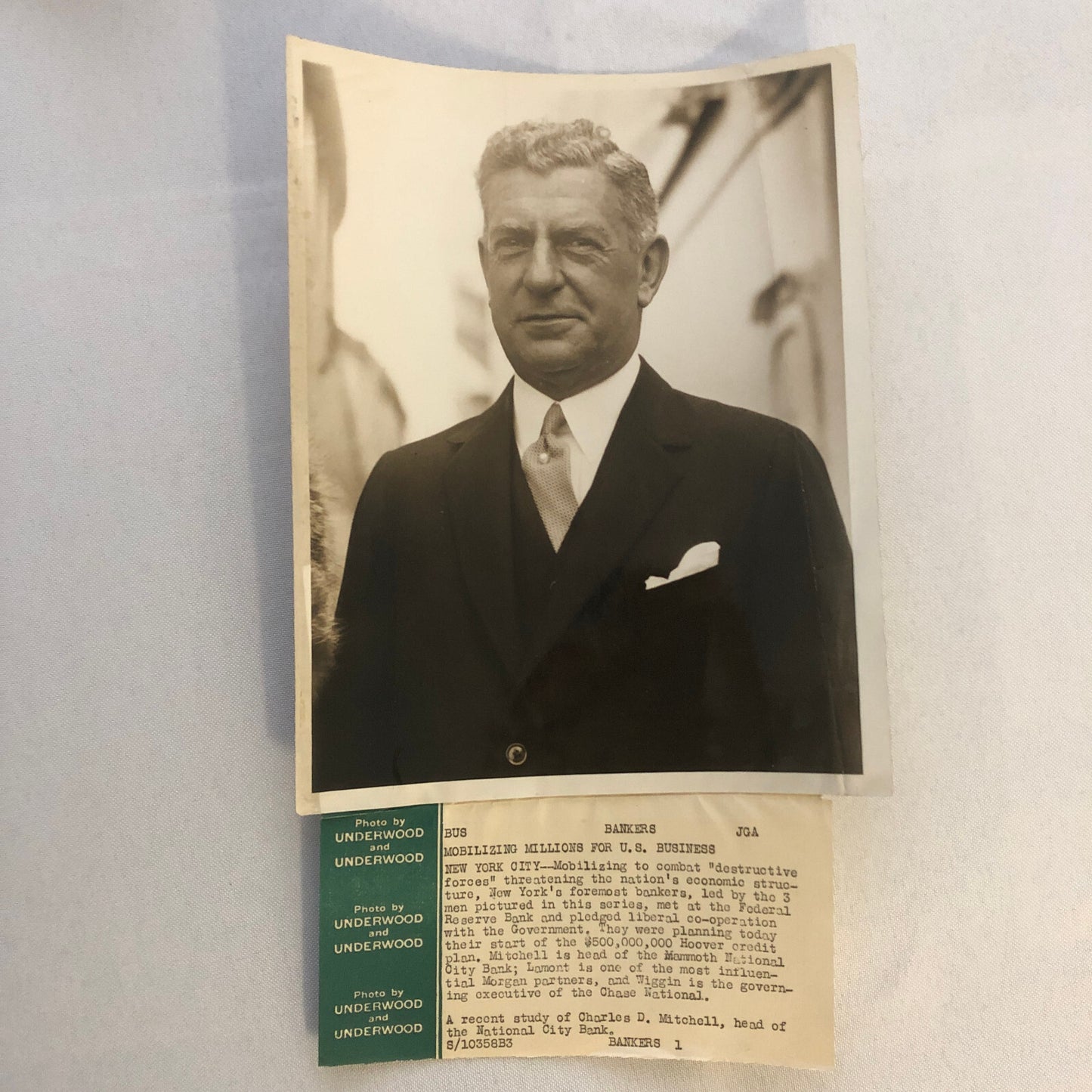 Press Photo Photograph Banker Portrait Charles D Mitchell National City Bank