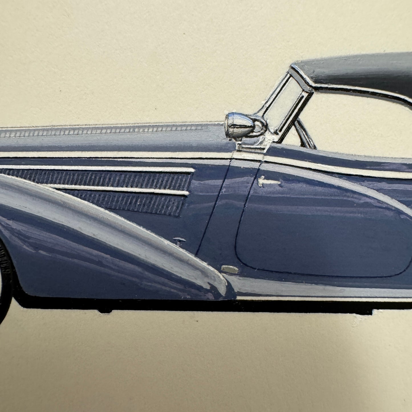 1939 Horch 853 A Special Roadster Illustration Art Drawing Vintage Miniature