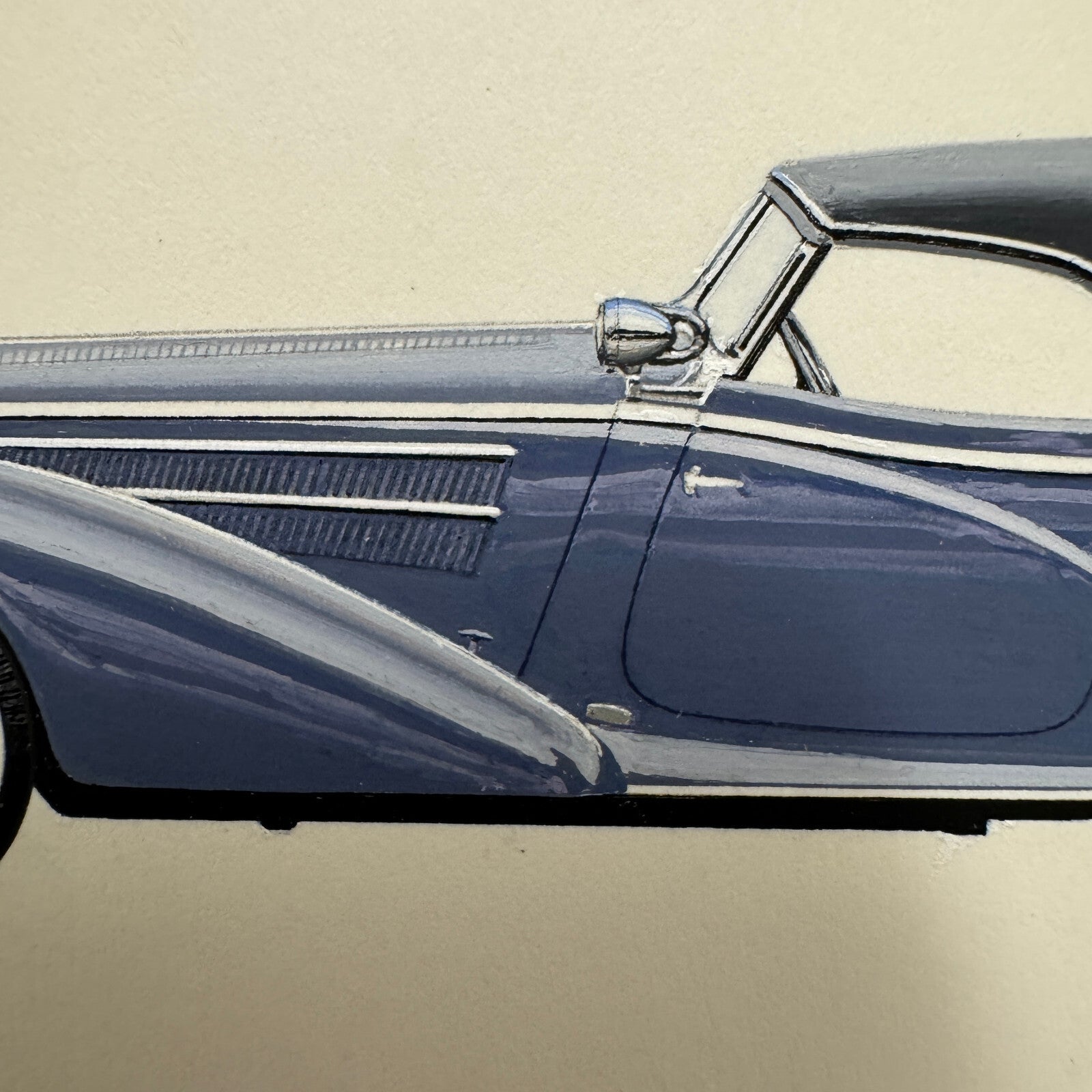 1939 Horch 853 A Special Roadster Illustration Art Drawing Vintage Miniature