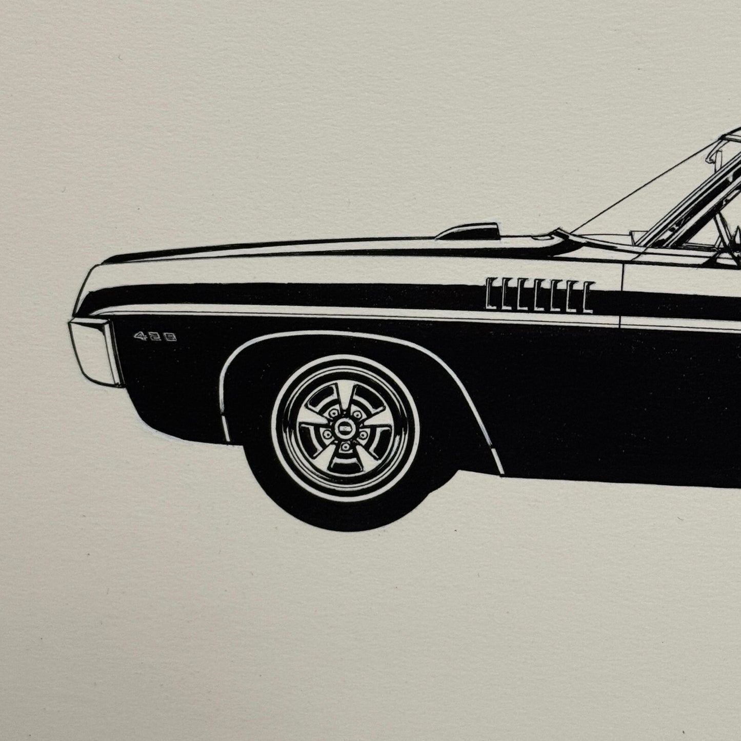 Vintage Pontiac 2+2 Automobile Illustration Art Drawing Hand Drawn Robert Preis