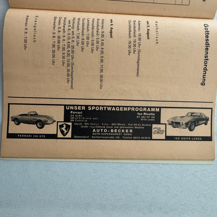 1967 AVD German Grand Prix Racing Program Motorsport Race Jim Clark Dan Gurney +