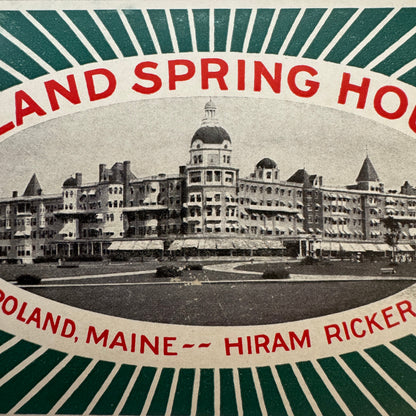 Vintage Travel Luggage Label Poland Spring House Maine Hiram Ricker Hotel