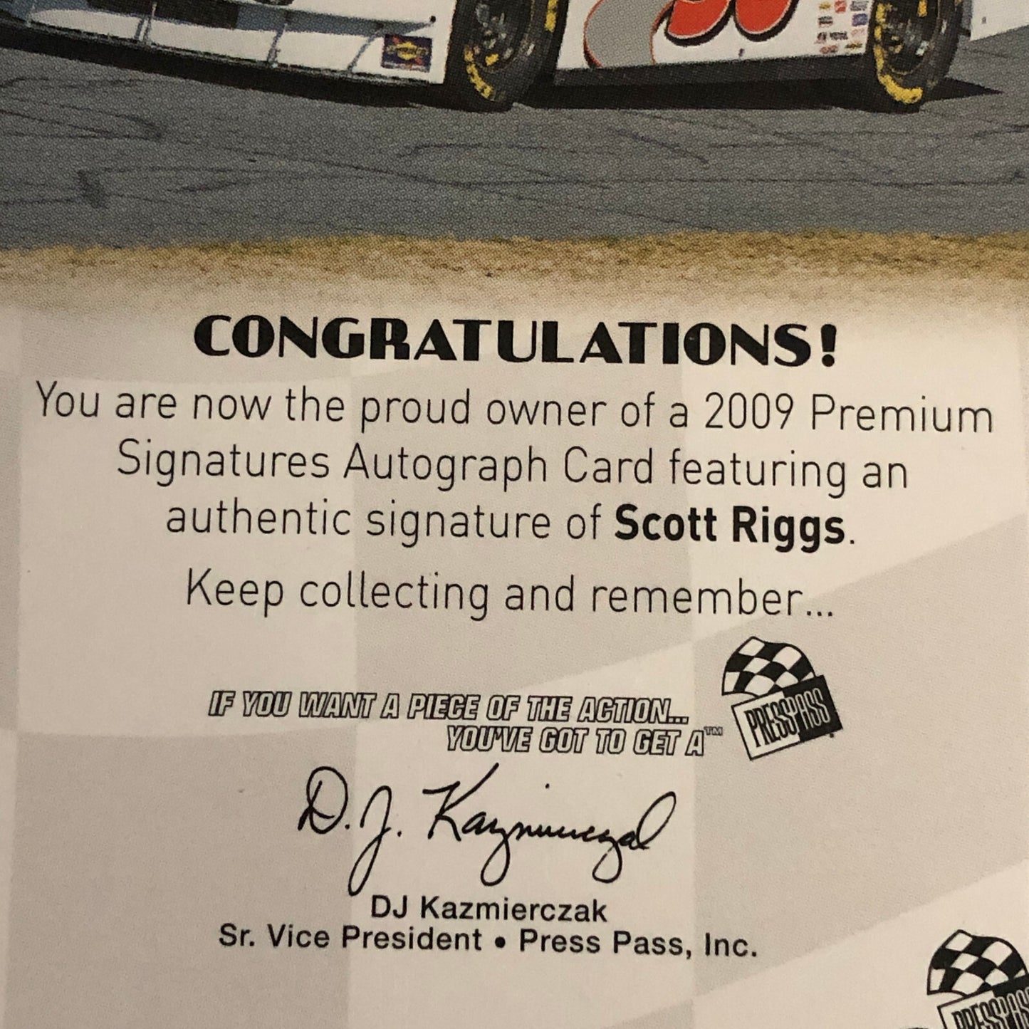 2009 Press Pass Premium Signatures Scott Riggs Auto Autograph Signed Card NASCAR