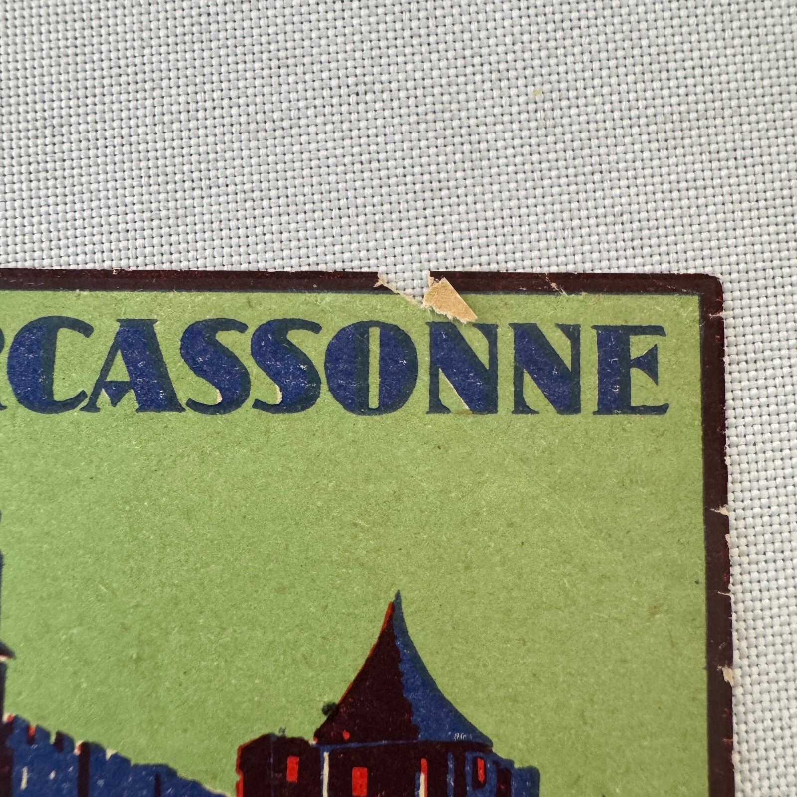 Vintage Hotel Travel Luggage Label Hotel de la Cite Carcassonne France French