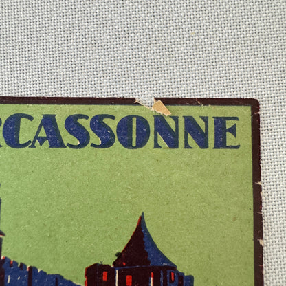 Vintage Hotel Travel Luggage Label Hotel de la Cite Carcassonne France French