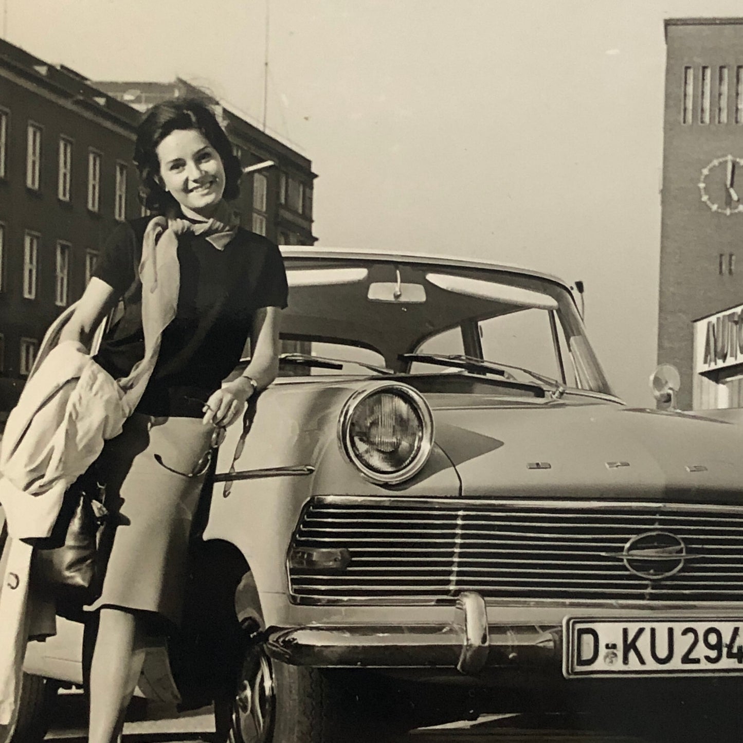 Vintage Photo Photograph Lot Woman with Opel Car - Tag AL22E1