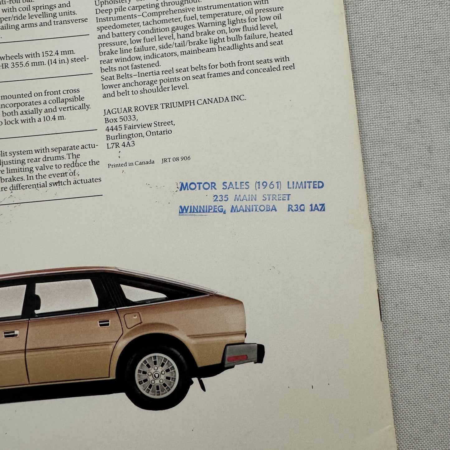 Rover 3500 Car Sales Brochure Catalog Advertising Vintage