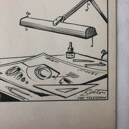 Vintage 1960s Newspaper Comic Illustration Art Drawing Car Design Designer 