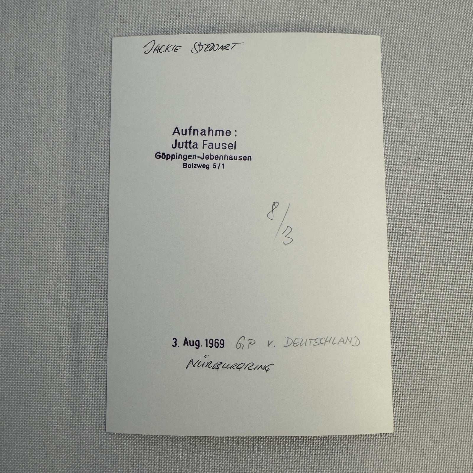 Vintage Racing Photo Jackie Stewart Driver Matra Ford 1969 German Grand Prix