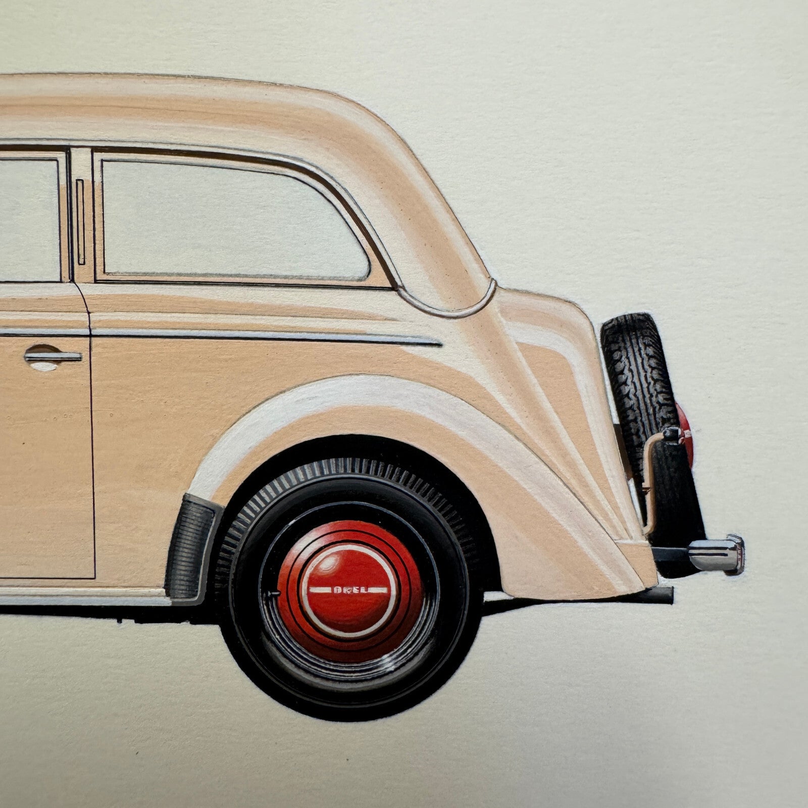 1938 Opel Olympia Car Illustration Art Drawing Hand Drawn Robert Preis German