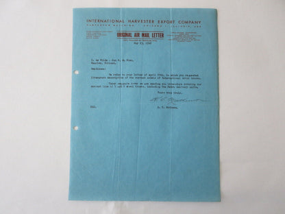 1946 - 1947 International Harvester Export Letter Letterhead Document Lot of 4