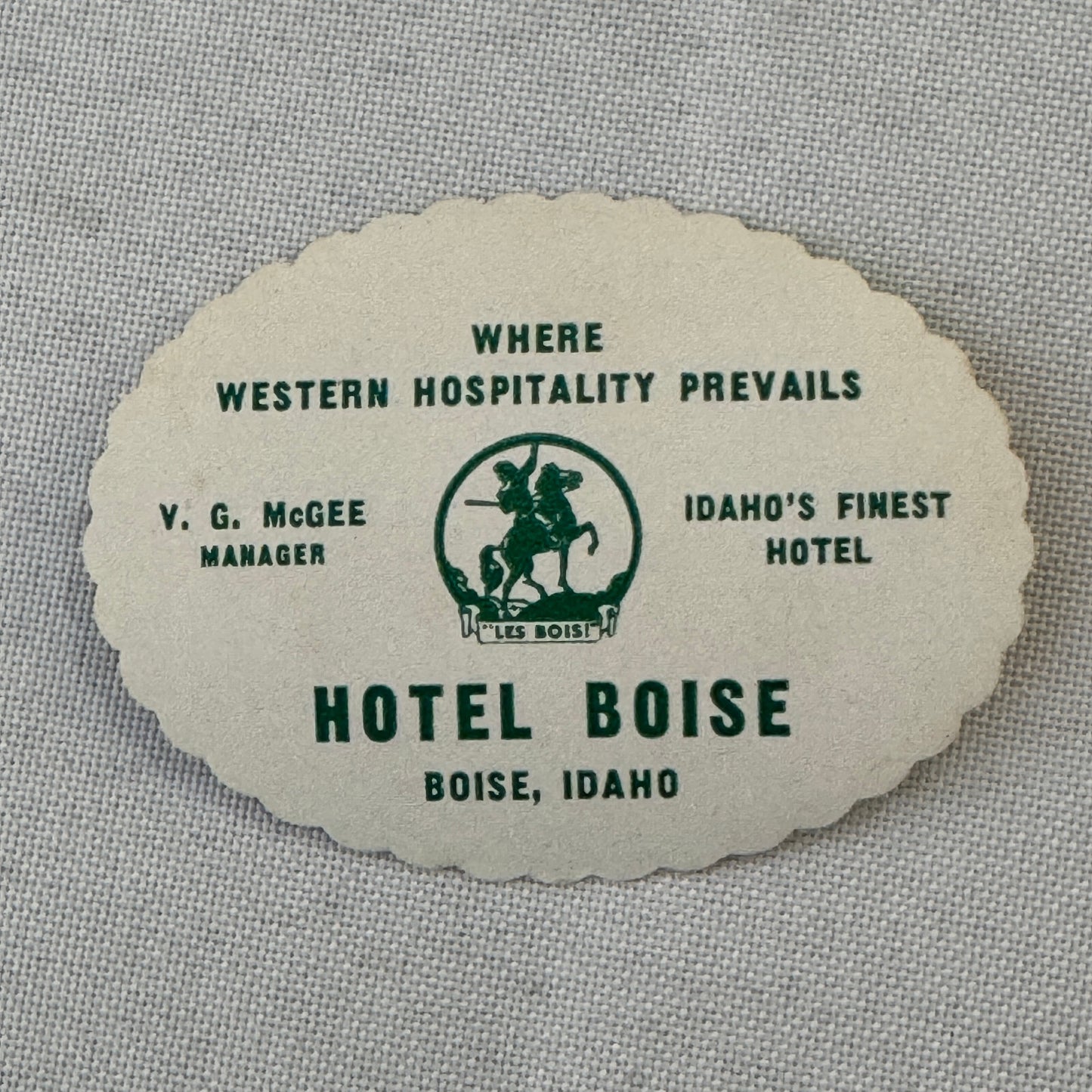 Vintage Hotel Travel Label Hotel Boise Idaho