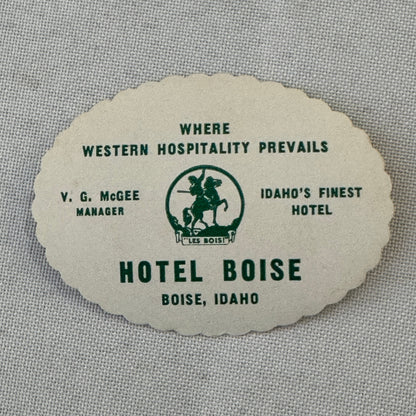 Vintage Hotel Travel Label Hotel Boise Idaho