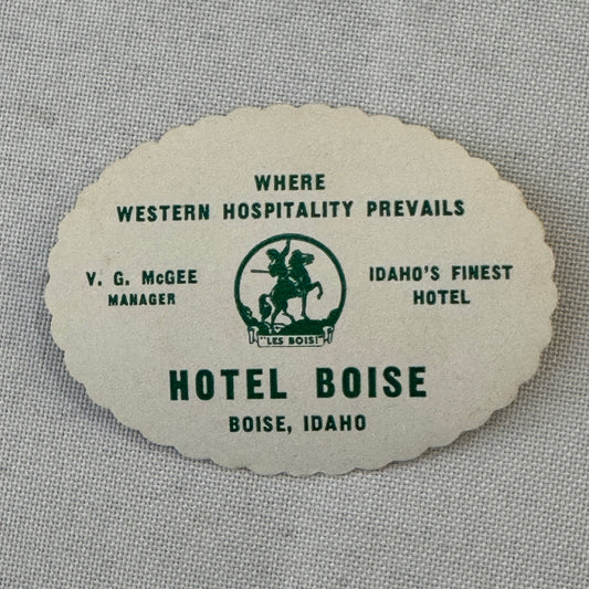 Vintage Hotel Travel Label Hotel Boise Idaho
