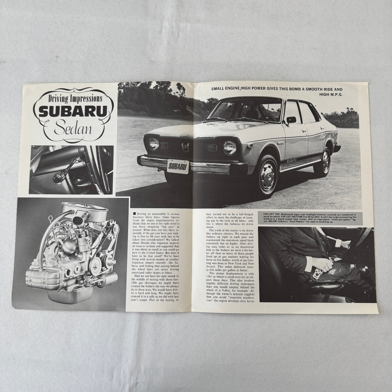 1974 Subaru Sedan Road Test Sales Brochure Catalog Small Cars Magazine