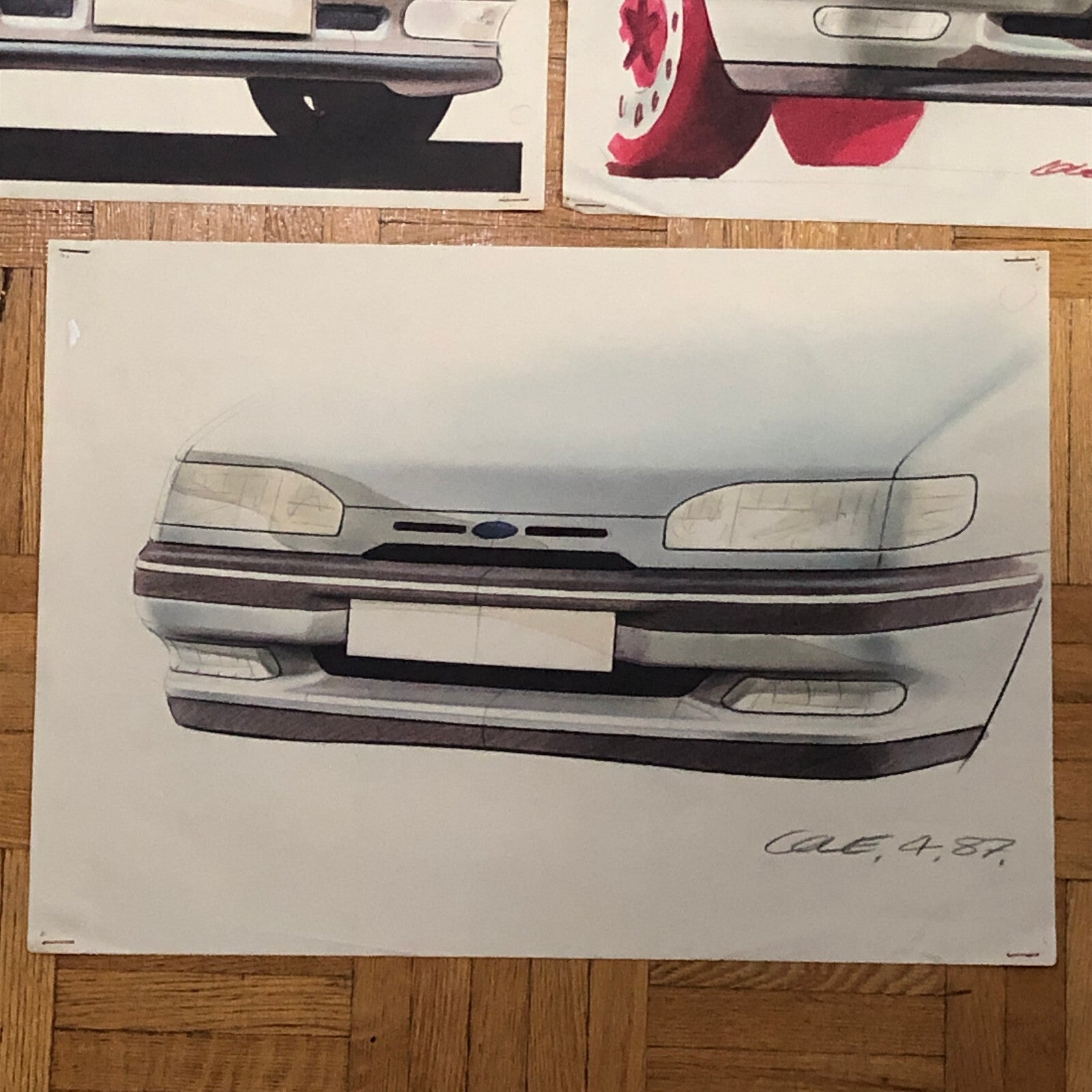 Car Styling Concept Illustration Art Drawing Sketch Lot 7x Ford Scorpio 1987