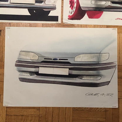 Car Styling Concept Illustration Art Drawing Sketch Lot 7x Ford Scorpio 1987