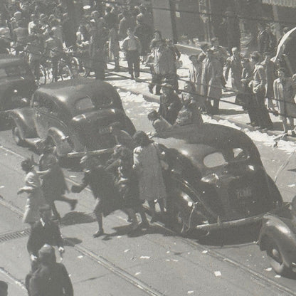 Vintage VE Day Celebration New York Times Square Photo Photograph Modern Print