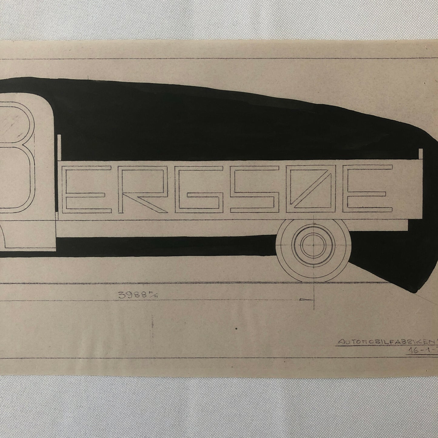 1935 Coachbuilder Truck Design Blueprint Rendering Blue Print 