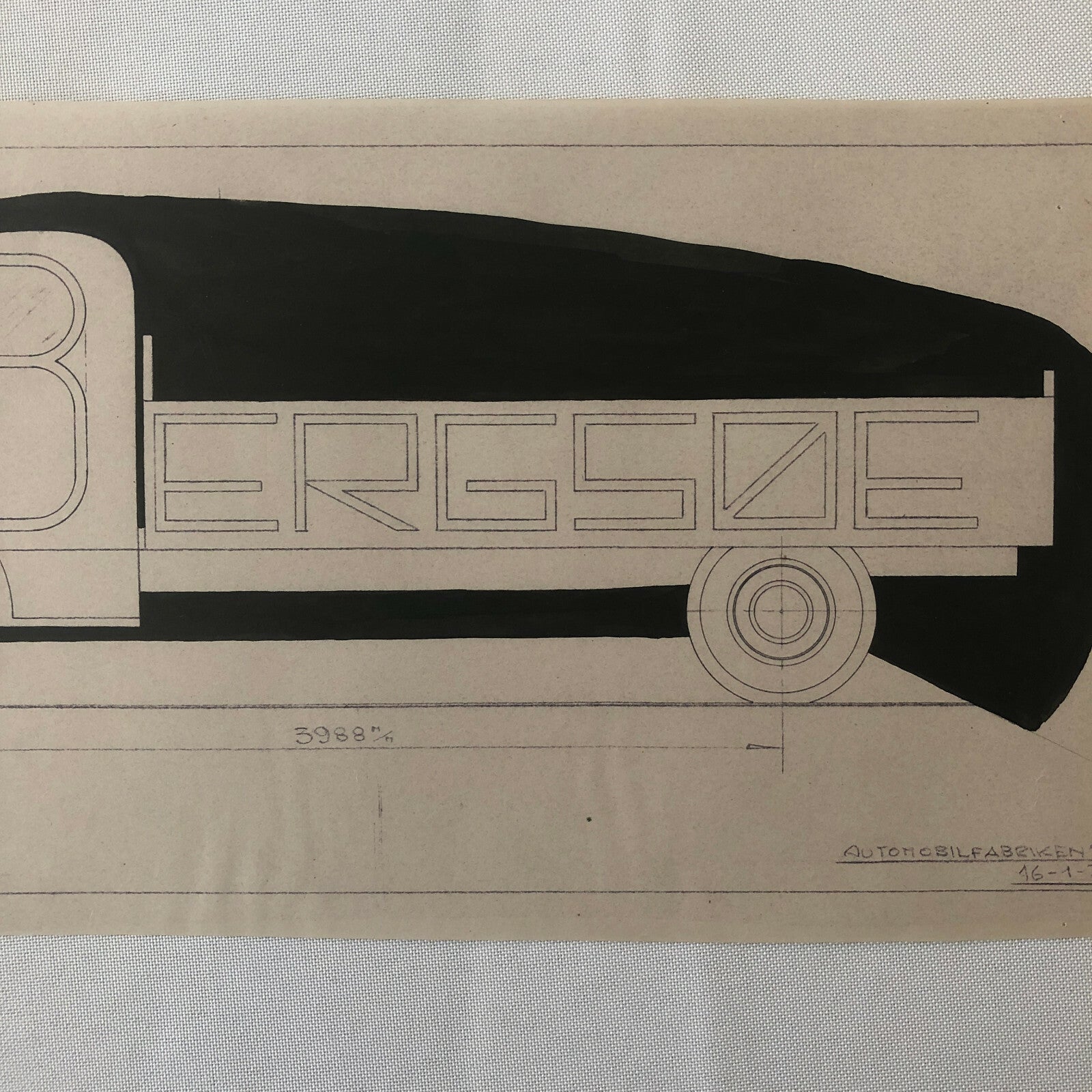 1935 Coachbuilder Truck Design Blueprint Rendering Blue Print 