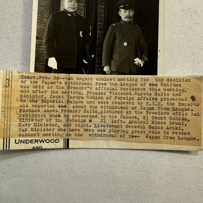 Japanese Withdrawal from League of Nations Press Photo Photograph Sadao Araki +