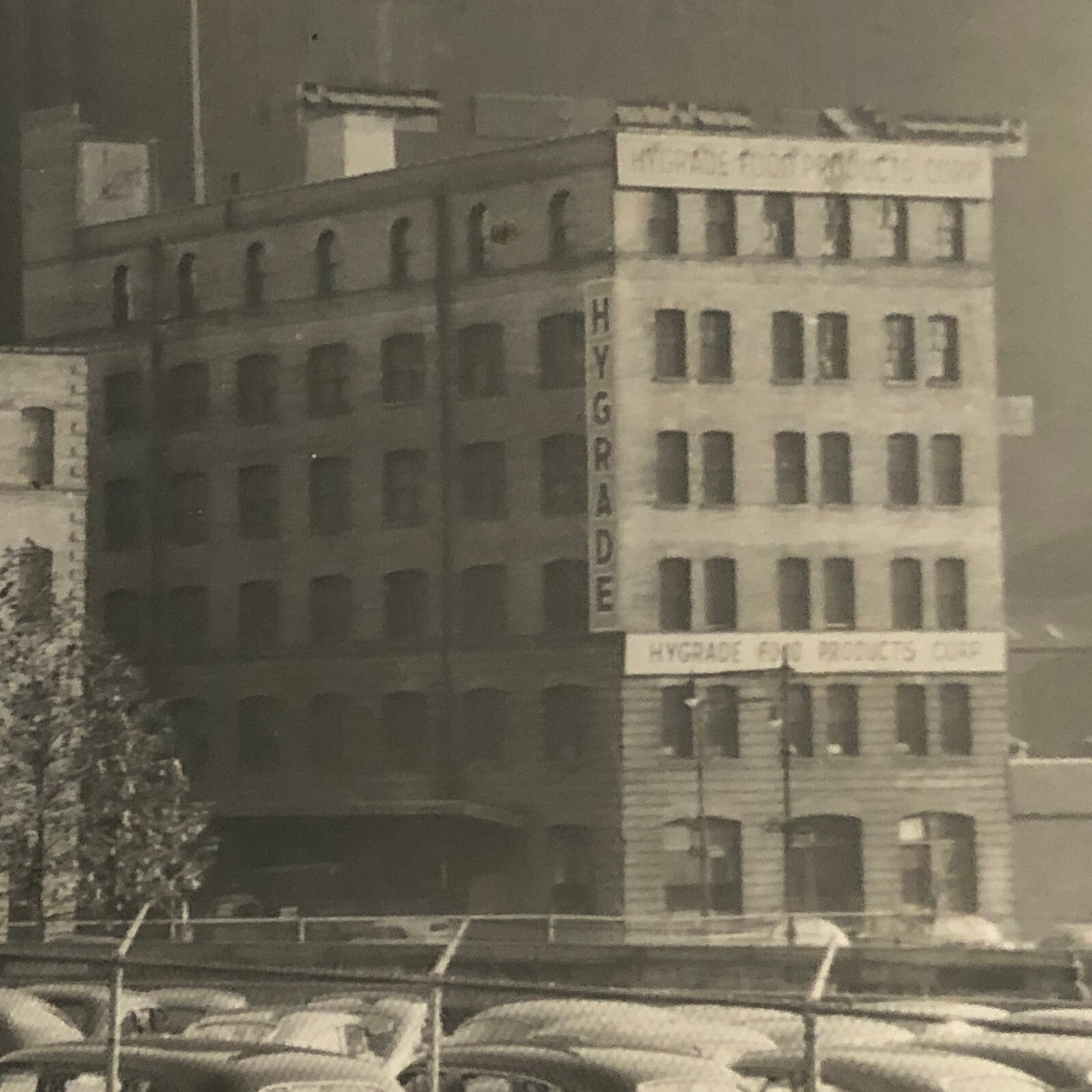 Vintage Street Scene Snapshot Photo Photograph Cars Automobile Building Esso Gas