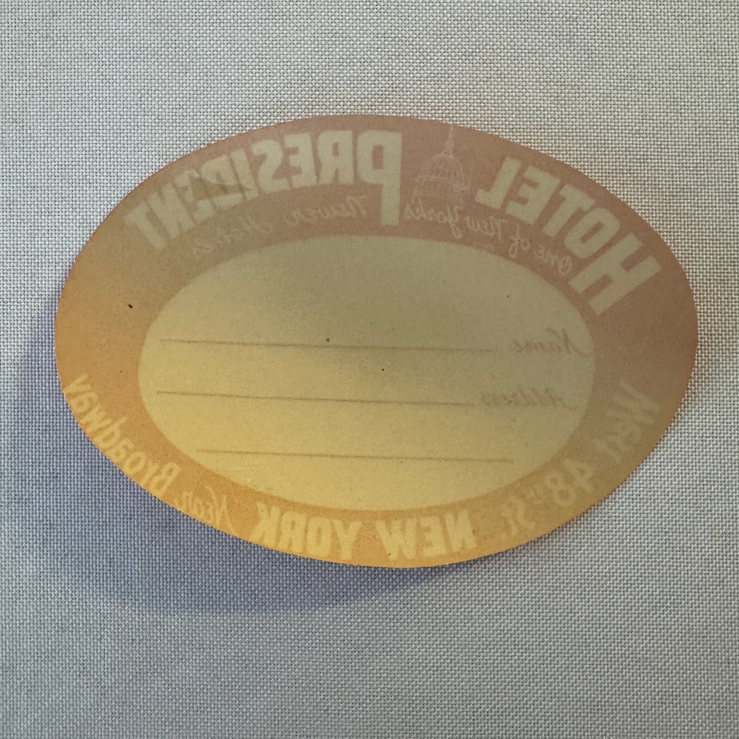 Vintage Hotel Travel Luggage Label Hotel President New York Broadway