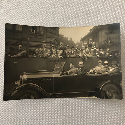 Vintage Photo Photograph Snapshot People Car Bus Germany + AL22SM2