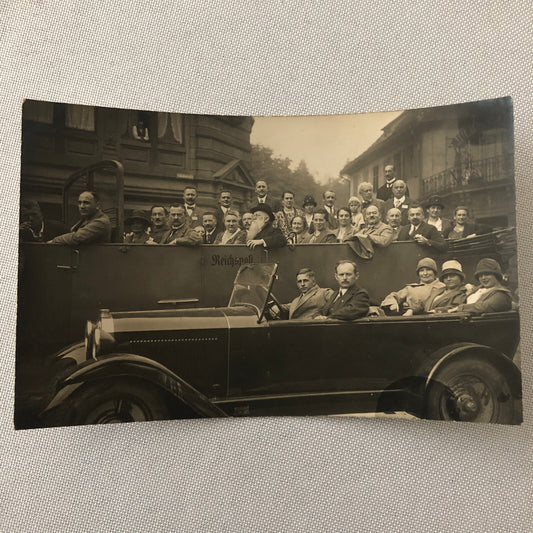 Vintage Photo Photograph Snapshot People Car Bus Germany + AL22SM2